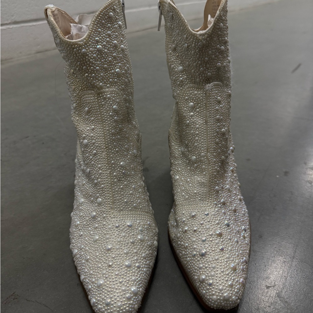 Betsey Johnson Pearl-Embellished Ankle Booties